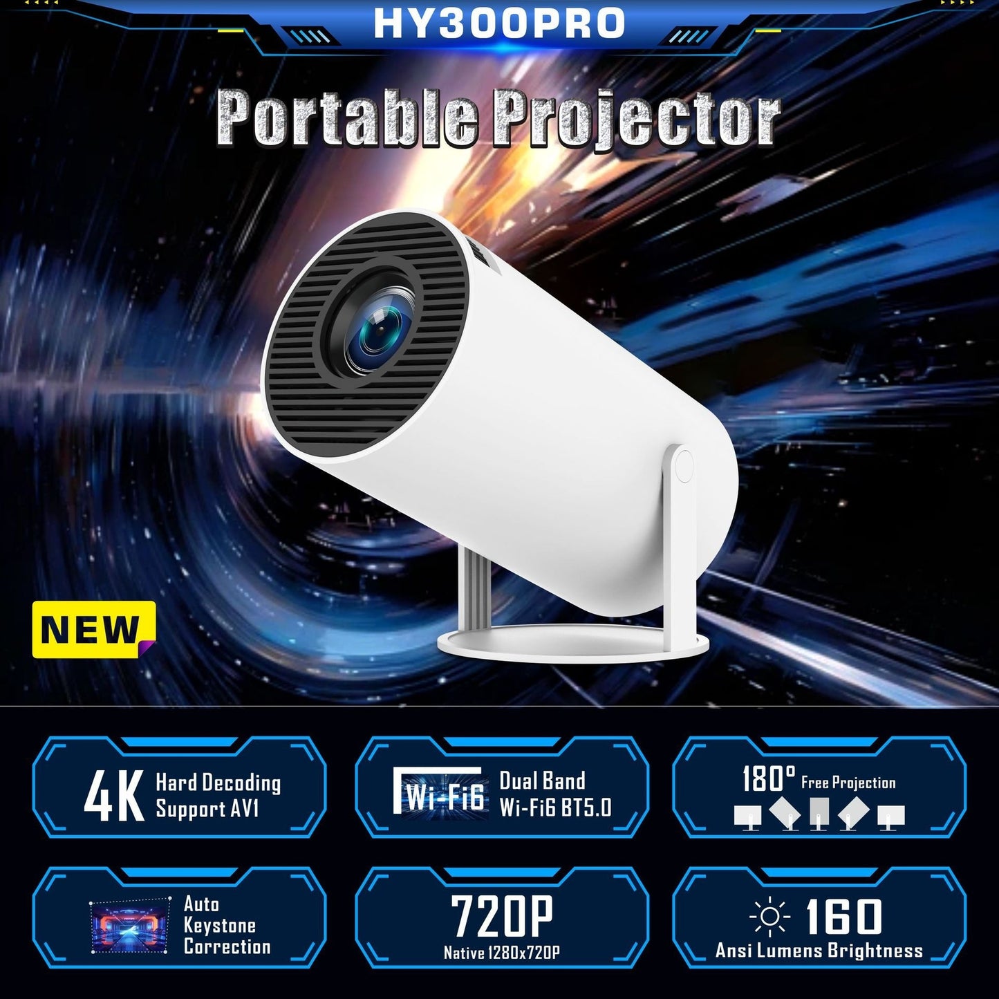 HY300 Pro Portable Mini Projector